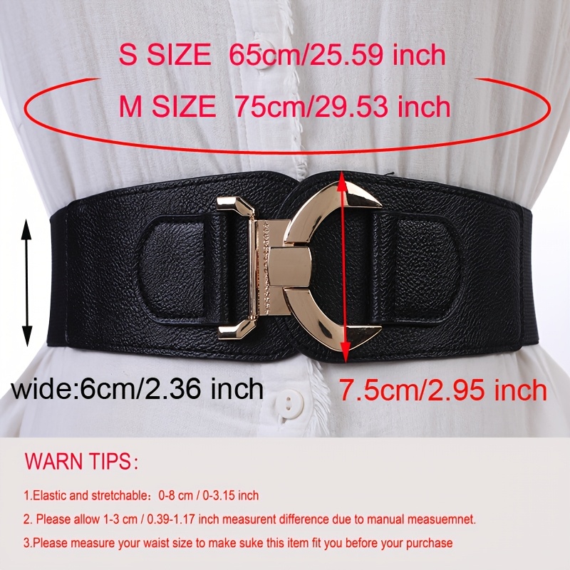 Metal Buckle Elastic Waistband Wide Belt for Women
